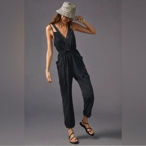 Anthropologie Black Sleeveless Utility Jumpsuit